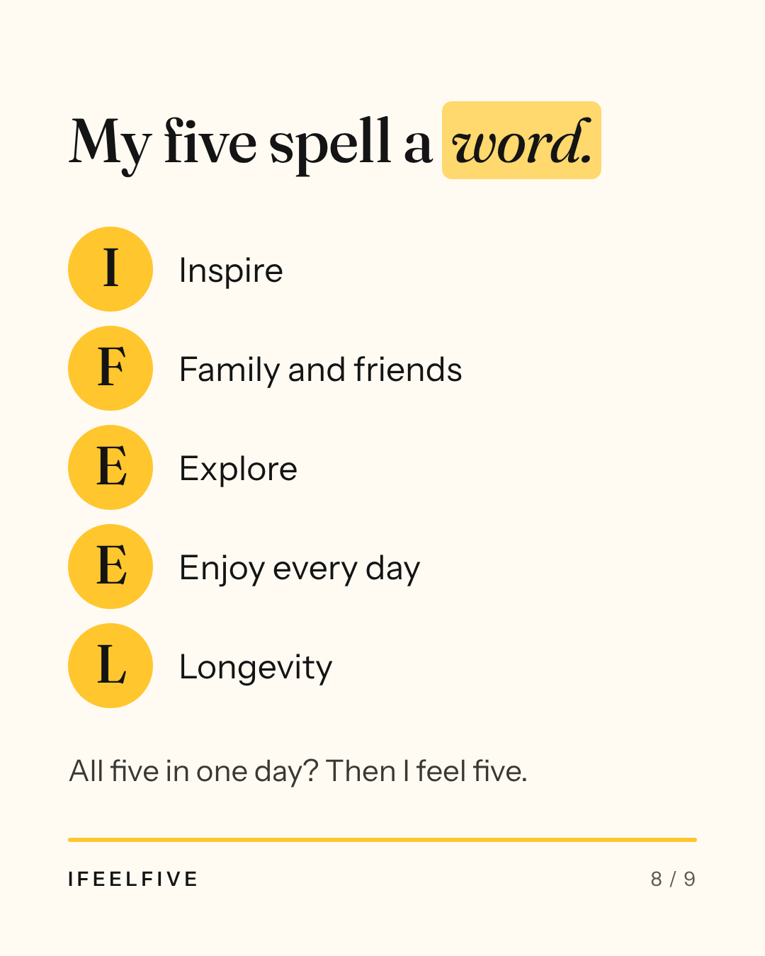 Five questions to find your Big Five for Life, card 8 of 9