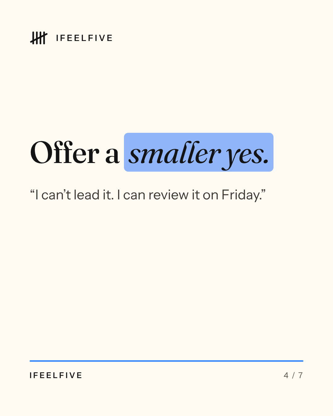 Saying yes to everything? How to say no at work without the guilt., card 4 of 7