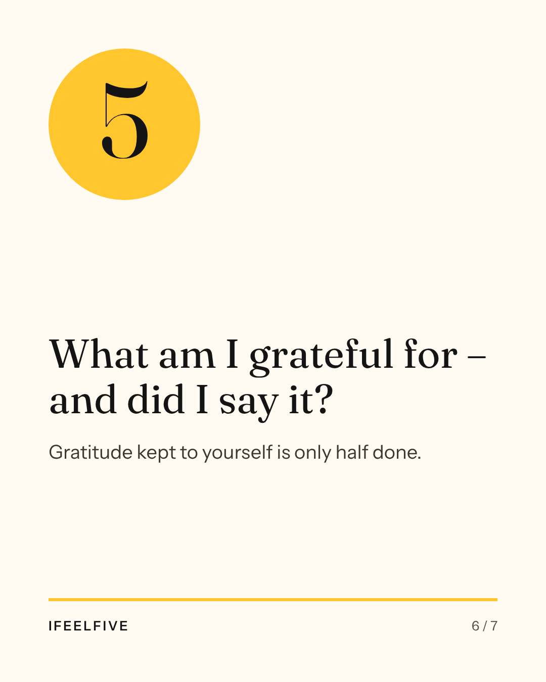 Five questions for the end of your week, card 6 of 7