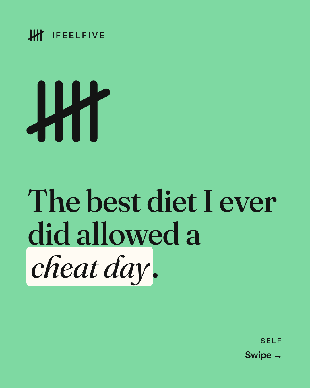 The best diet I ever did allowed a cheat day., card 1 of 7